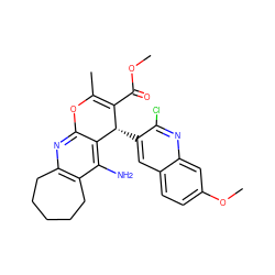 COC(=O)C1=C(C)Oc2nc3c(c(N)c2[C@H]1c1cc2ccc(OC)cc2nc1Cl)CCCCC3 ZINC000653888065