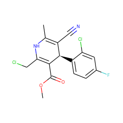 COC(=O)C1=C(CCl)NC(C)=C(C#N)[C@H]1c1ccc(F)cc1Cl ZINC000049115343