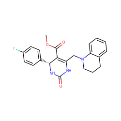 COC(=O)C1=C(CN2CCCc3ccccc32)NC(=O)N[C@@H]1c1ccc(F)cc1 ZINC000004058049