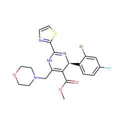 COC(=O)C1=C(CN2CCOCC2)NC(c2nccs2)=N[C@H]1c1ccc(F)cc1Br ZINC000144234155