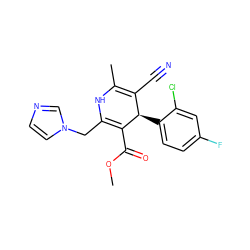 COC(=O)C1=C(Cn2ccnc2)NC(C)=C(C#N)[C@H]1c1ccc(F)cc1Cl ZINC000058568653