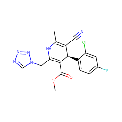 COC(=O)C1=C(Cn2cnnn2)NC(C)=C(C#N)[C@H]1c1ccc(F)cc1Cl ZINC000058568953