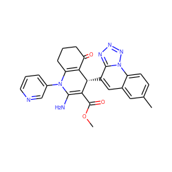 COC(=O)C1=C(N)N(c2cccnc2)C2=C(C(=O)CCC2)[C@@H]1c1cc2cc(C)ccc2n2nnnc12 ZINC000299831890