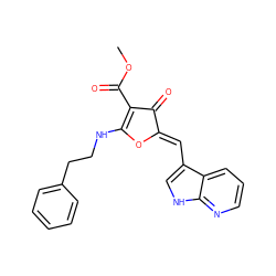 COC(=O)C1=C(NCCc2ccccc2)O/C(=C\c2c[nH]c3ncccc23)C1=O ZINC001772570652