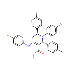 COC(=O)C1=C(Nc2ccc(Br)cc2)C[C@@H](c2ccc(C)cc2)N(c2ccc(Br)cc2)[C@@H]1c1ccc(C)cc1 ZINC000197366818