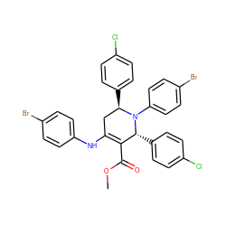 COC(=O)C1=C(Nc2ccc(Br)cc2)C[C@@H](c2ccc(Cl)cc2)N(c2ccc(Br)cc2)[C@@H]1c1ccc(Cl)cc1 ZINC000473083291