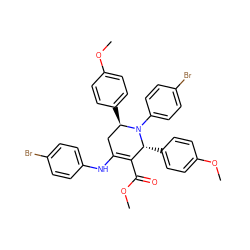 COC(=O)C1=C(Nc2ccc(Br)cc2)C[C@@H](c2ccc(OC)cc2)N(c2ccc(Br)cc2)[C@@H]1c1ccc(OC)cc1 ZINC000049898659