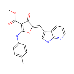 COC(=O)C1=C(Nc2ccc(C)cc2)O/C(=C\c2c[nH]c3ncccc23)C1=O ZINC001772616969