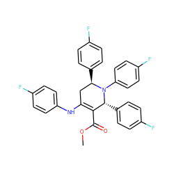 COC(=O)C1=C(Nc2ccc(F)cc2)C[C@@H](c2ccc(F)cc2)N(c2ccc(F)cc2)[C@@H]1c1ccc(F)cc1 ZINC000169377877