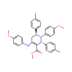 COC(=O)C1=C(Nc2ccc(OC)cc2)C[C@@H](c2ccc(C)cc2)N(c2ccc(OC)cc2)[C@@H]1c1ccc(C)cc1 ZINC000473090054