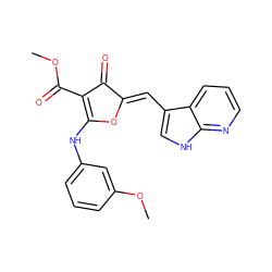 COC(=O)C1=C(Nc2cccc(OC)c2)O/C(=C\c2c[nH]c3ncccc23)C1=O ZINC001772632059