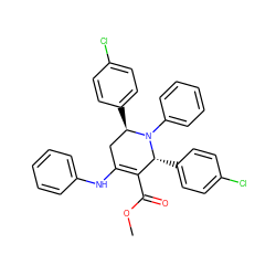 COC(=O)C1=C(Nc2ccccc2)C[C@@H](c2ccc(Cl)cc2)N(c2ccccc2)[C@@H]1c1ccc(Cl)cc1 ZINC000142903298