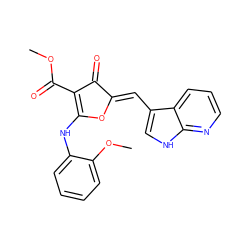 COC(=O)C1=C(Nc2ccccc2OC)O/C(=C\c2c[nH]c3ncccc23)C1=O ZINC001772578385