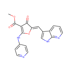 COC(=O)C1=C(Nc2ccncc2)O/C(=C\c2c[nH]c3ncccc23)C1=O ZINC001772637284