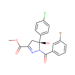 COC(=O)C1=NN(C(=O)c2cccc(Br)c2)[C@@](O)(c2ccc(Cl)cc2)C1 ZINC000001213915