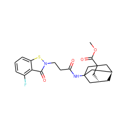 COC(=O)C12C[C@H]3C[C@@H](CC(NC(=O)CCn4sc5cccc(F)c5c4=O)(C3)C1)C2 ZINC000299839063