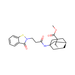 COC(=O)C12C[C@H]3C[C@@H](CC(NC(=O)CCn4sc5ccccc5c4=O)(C3)C1)C2 ZINC000299834398