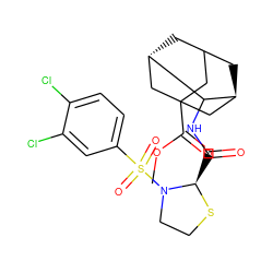 COC(=O)C12CC3C[C@@H](C1)C(NC(=O)[C@H]1SCCN1S(=O)(=O)c1ccc(Cl)c(Cl)c1)[C@@H](C3)C2 ZINC000101390215