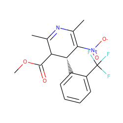 COC(=O)C1C(C)=NC(C)=C([N+](=O)[O-])[C@@H]1c1ccccc1C(F)(F)F ZINC000098085851