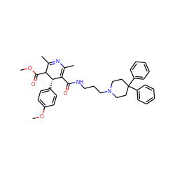 COC(=O)C1C(C)=NC(C)=C(C(=O)NCCCN2CCC(c3ccccc3)(c3ccccc3)CC2)[C@@H]1c1ccc(OC)cc1 ZINC000026577436