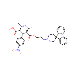 COC(=O)C1C(C)=NC(C)=C(C(=O)OCCCN2CCC(c3ccccc3)(c3ccccc3)CC2)[C@@H]1c1ccc([N+](=O)[O-])cc1 ZINC000029341035