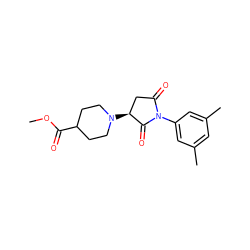 COC(=O)C1CCN([C@H]2CC(=O)N(c3cc(C)cc(C)c3)C2=O)CC1 ZINC000095299535