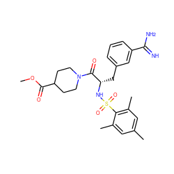 COC(=O)C1CCN(C(=O)[C@H](Cc2cccc(C(=N)N)c2)NS(=O)(=O)c2c(C)cc(C)cc2C)CC1 ZINC000003834141