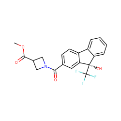 COC(=O)C1CN(C(=O)c2ccc3c(c2)[C@](O)(C(F)(F)F)c2ccccc2-3)C1 ZINC000144717189