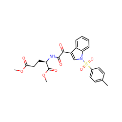 COC(=O)CC[C@@H](NC(=O)C(=O)c1cn(S(=O)(=O)c2ccc(C)cc2)c2ccccc12)C(=O)OC ZINC000103271247
