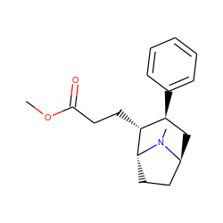 COC(=O)CC[C@@H]1[C@@H](c2ccccc2)C[C@H]2CC[C@H]1N2C ZINC000100734591