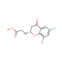COC(=O)CC[C@@H]1CC(=O)c2cc(Cl)cc(Br)c2O1 ZINC000299832641