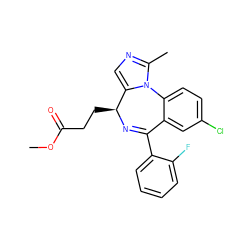 COC(=O)CC[C@@H]1N=C(c2ccccc2F)c2cc(Cl)ccc2-n2c1cnc2C ZINC000003927451