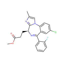 COC(=O)CC[C@@H]1N=C(c2ccccc2F)c2cc(Cl)ccc2-n2cc(C)nc21 ZINC000003927449