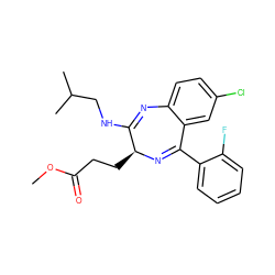 COC(=O)CC[C@@H]1N=C(c2ccccc2F)c2cc(Cl)ccc2N=C1NCC(C)C ZINC000013860473