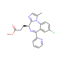 COC(=O)CC[C@@H]1N=C(c2ccccn2)c2cc(Cl)ccc2-n2c(C)cnc21 ZINC000013860482