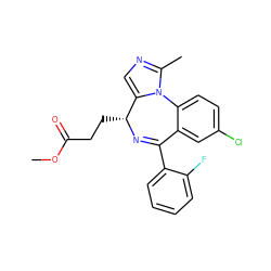 COC(=O)CC[C@H]1N=C(c2ccccc2F)c2cc(Cl)ccc2-n2c1cnc2C ZINC000000590018