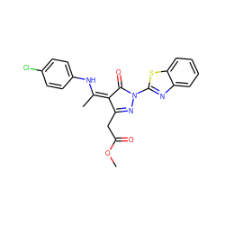 COC(=O)CC1=NN(c2nc3ccccc3s2)C(=O)/C1=C(/C)Nc1ccc(Cl)cc1 ZINC000100161138