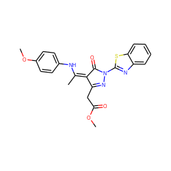 COC(=O)CC1=NN(c2nc3ccccc3s2)C(=O)/C1=C(/C)Nc1ccc(OC)cc1 ZINC000100157721