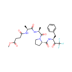 COC(=O)CCC(=O)N[C@@H](C)C(=O)N[C@@H](C)C(=O)N1CCC[C@H]1C(=O)N[C@@H](Cc1ccccc1)C(=O)C(F)(F)F ZINC000027327200