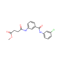 COC(=O)CCC(=O)Nc1cccc(C(=O)Nc2cccc(Cl)c2)c1 ZINC000000866236