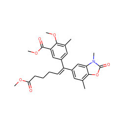 COC(=O)CCC/C=C(\c1cc(C)c(OC)c(C(=O)OC)c1)c1cc(C)c2oc(=O)n(C)c2c1 ZINC000028656353