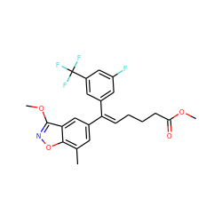 COC(=O)CCC/C=C(\c1cc(F)cc(C(F)(F)F)c1)c1cc(C)c2onc(OC)c2c1 ZINC000013673854
