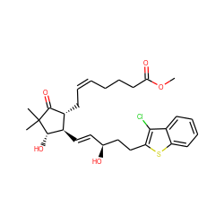 COC(=O)CCC/C=C\C[C@H]1C(=O)C(C)(C)[C@@H](O)[C@@H]1/C=C/[C@H](O)CCc1sc2ccccc2c1Cl ZINC000038662741