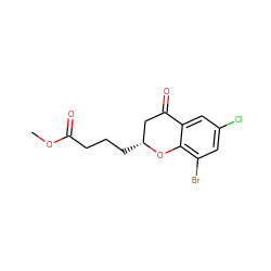 COC(=O)CCC[C@@H]1CC(=O)c2cc(Cl)cc(Br)c2O1 ZINC000299836587