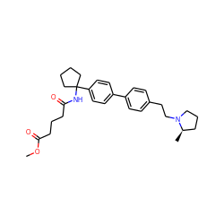 COC(=O)CCCC(=O)NC1(c2ccc(-c3ccc(CCN4CCC[C@H]4C)cc3)cc2)CCCC1 ZINC000299850143