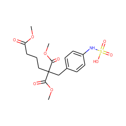 COC(=O)CCCC(Cc1ccc(NS(=O)(=O)O)cc1)(C(=O)OC)C(=O)OC ZINC000036179188