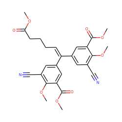 COC(=O)CCCC=C(c1cc(C#N)c(OC)c(C(=O)OC)c1)c1cc(C#N)c(OC)c(C(=O)OC)c1 ZINC000026850341