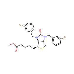 COC(=O)CCCC[C@@H]1SC[C@@H]2[C@@H]1N(Cc1cccc(Br)c1)C(=O)N2Cc1cccc(Br)c1 ZINC000028769248