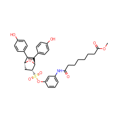 COC(=O)CCCCCCC(=O)Nc1cccc(OS(=O)(=O)[C@@H]2C[C@H]3O[C@H]2C(c2ccc(O)cc2)=C3c2ccc(O)cc2)c1 ZINC000473088074