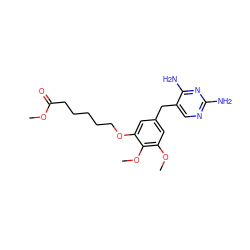COC(=O)CCCCCOc1cc(Cc2cnc(N)nc2N)cc(OC)c1OC ZINC000034801936